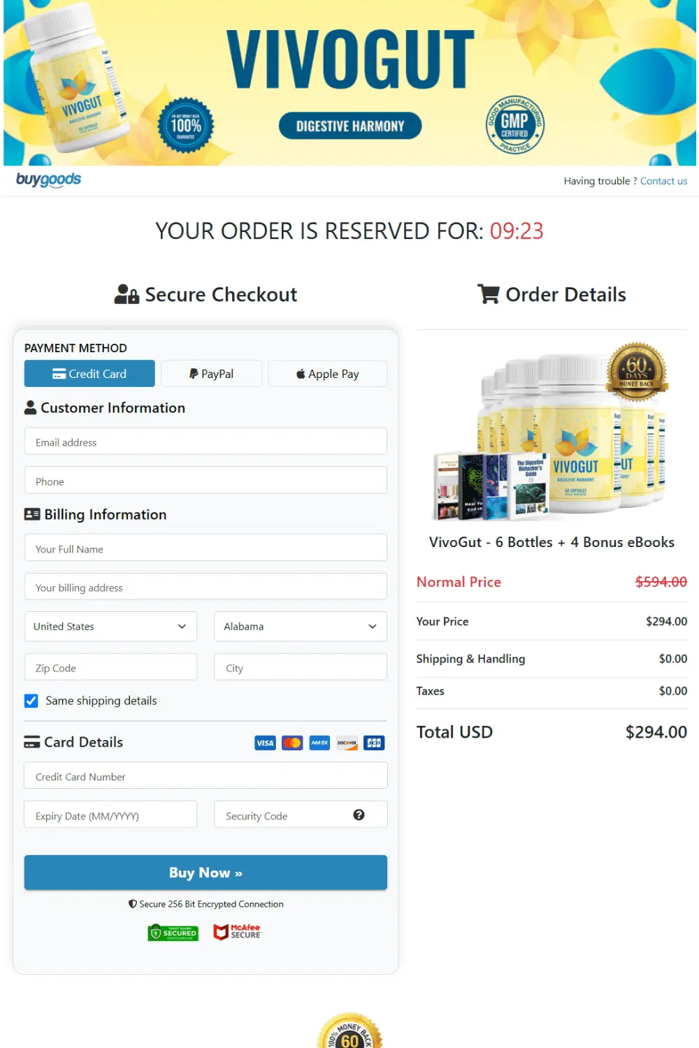 vivogut order form page